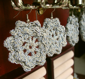 Rosettes No. 1, Crocheted Earrings