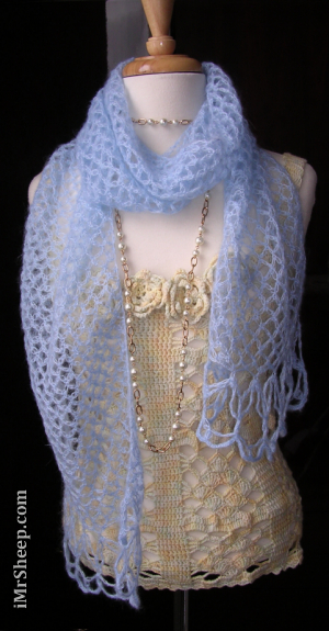 Lace Mohair Stole, Sky Blue
