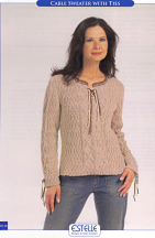 Cable Sweater with Ties, Leaflets No. ES06