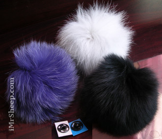 Natural Fox Fur pompoms