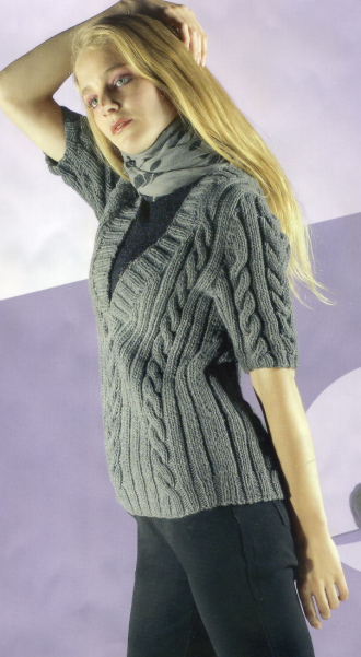 Cashmere  Short-Sleeved V-Neck, Lang