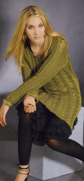 Silk Tunic with Eyelet Stripe Yoke