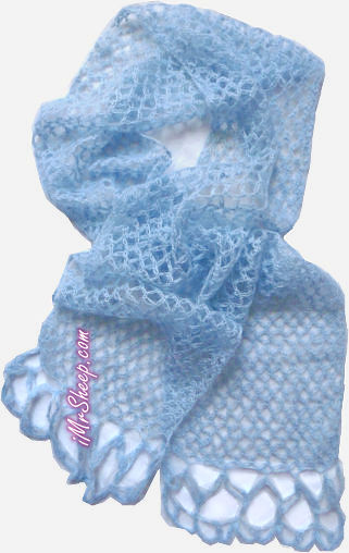 CROCHETED SILKY MOHAIR LACE SCARF, Irene & Mr. Sheep Co.