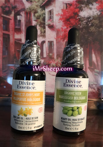 DIVINE ESSENCE CERTIFIED ORGANIC ST JOHN'S WORT EXTRACT, ORGANIC NEEM OIL. Irene and Mr. Sheep