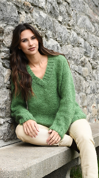 WOOL MOHAIR V-NECK, Lana Gatto