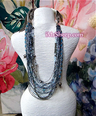 NECKLACE WITH RIBBON TIES, Amethyst